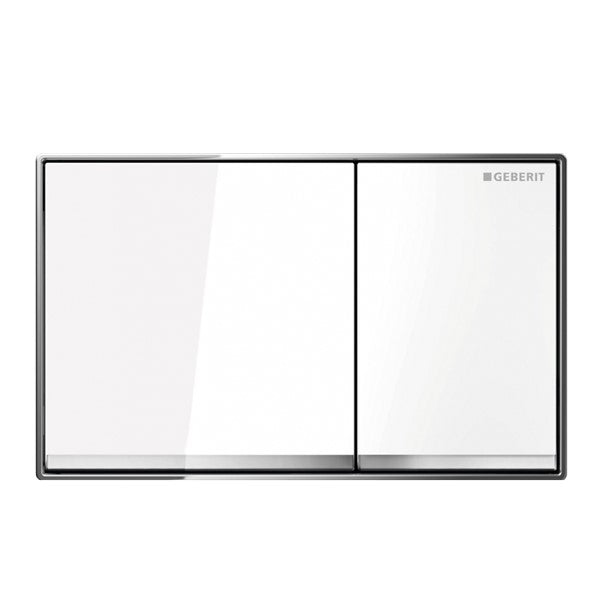 Geberit Sigma60 Access Plate - Square Button - White Glass Plate Chrome Trim