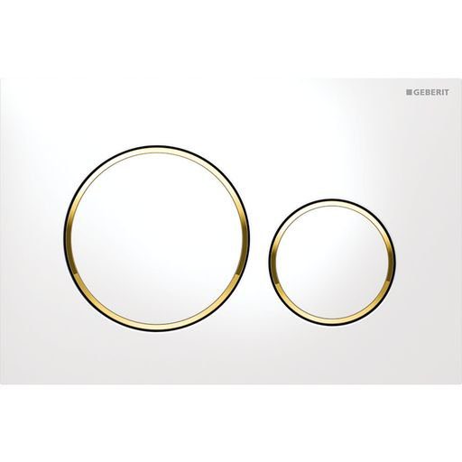 Geberit Sigma20 Access Plate - Round Button - White Plate Gold Trim