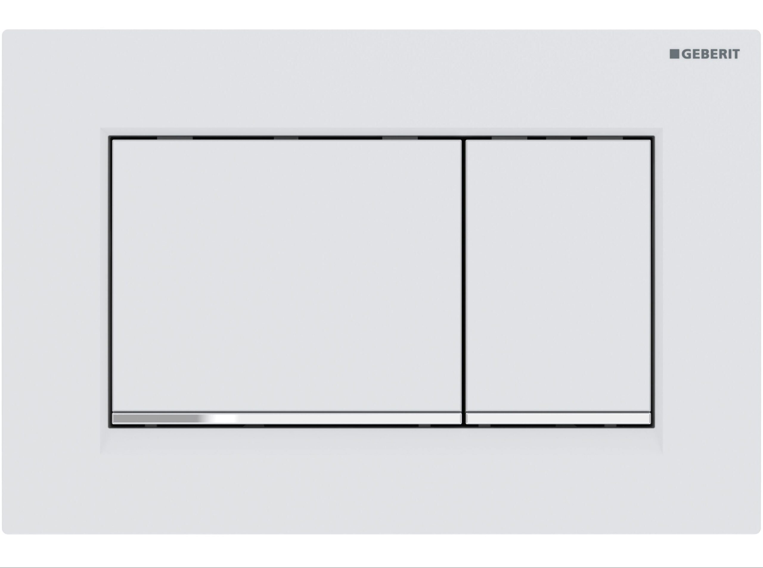 Geberit Sigma30 Access Plate - Square Button - Matt White Plate Chrome Trim