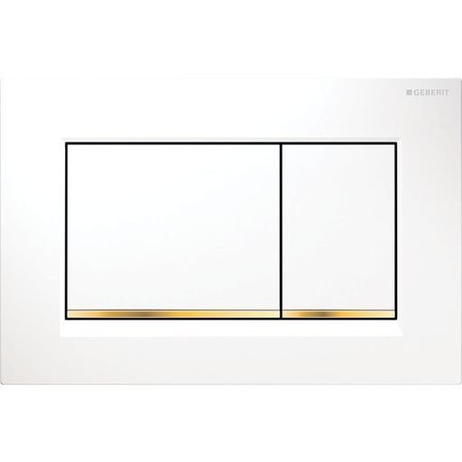 Geberit Sigma30 Access Plate - Square Button - White Plate Gold Trim