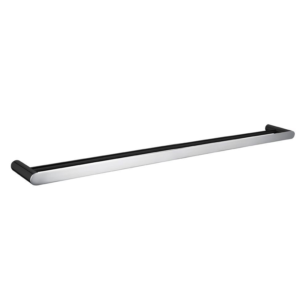 Bellino Chrome & Matte Black 800mm Double Towel Rail