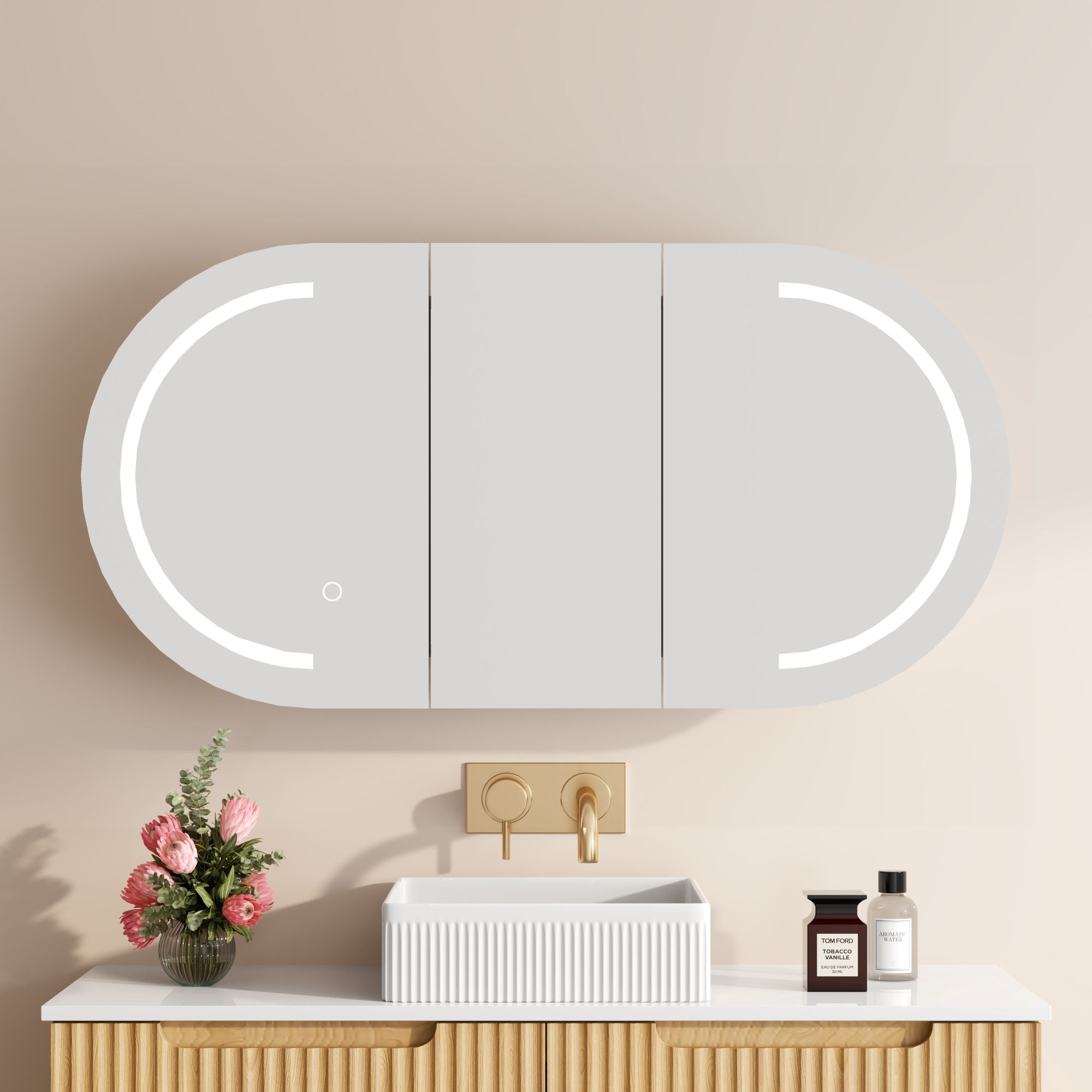Athena LED Shaving Cabinets 4mm copper-free mirror 120 x 600mm - Matte White