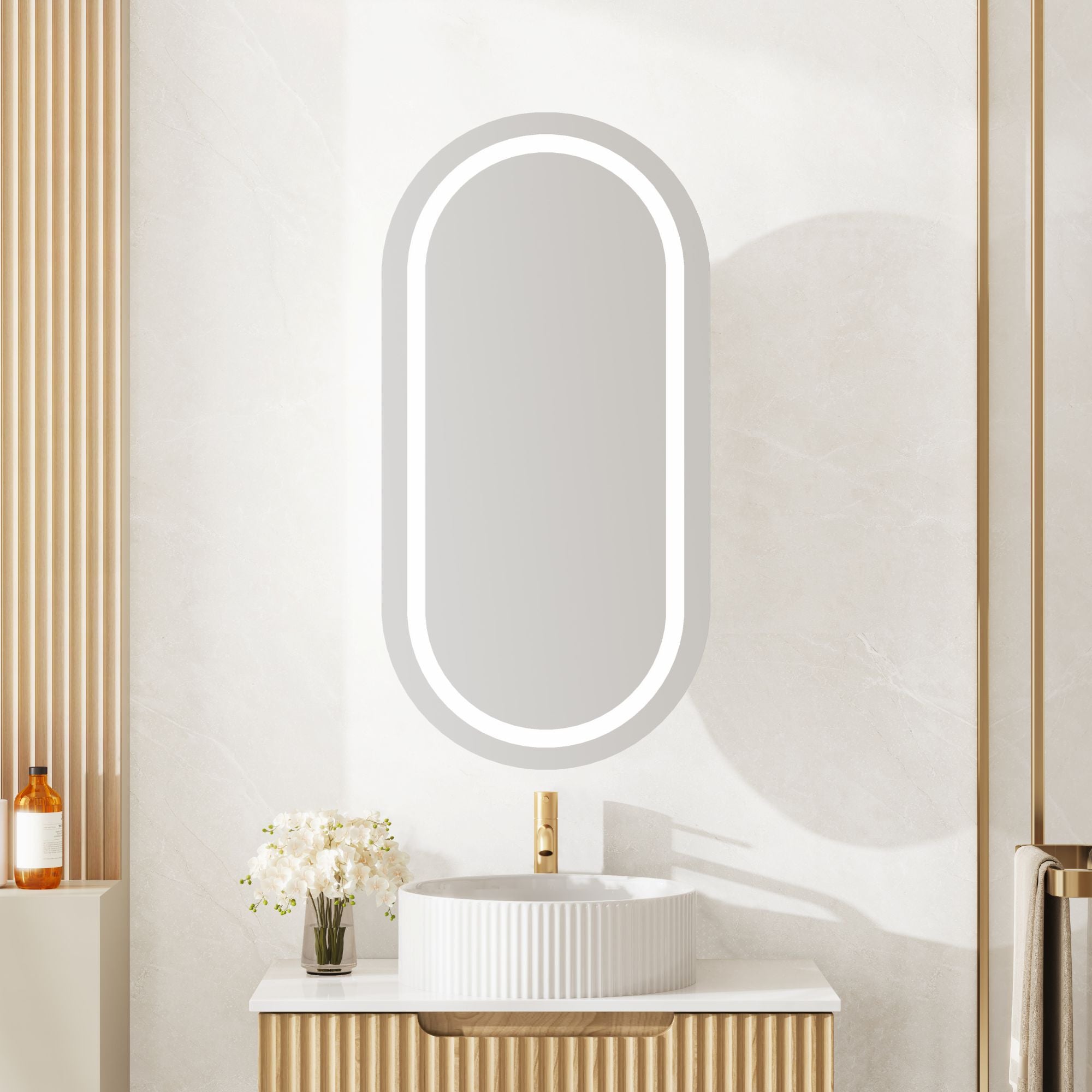 Athena LED Shaving Cabinets 4mm copper-free mirror 450 x 900mm - Matte White