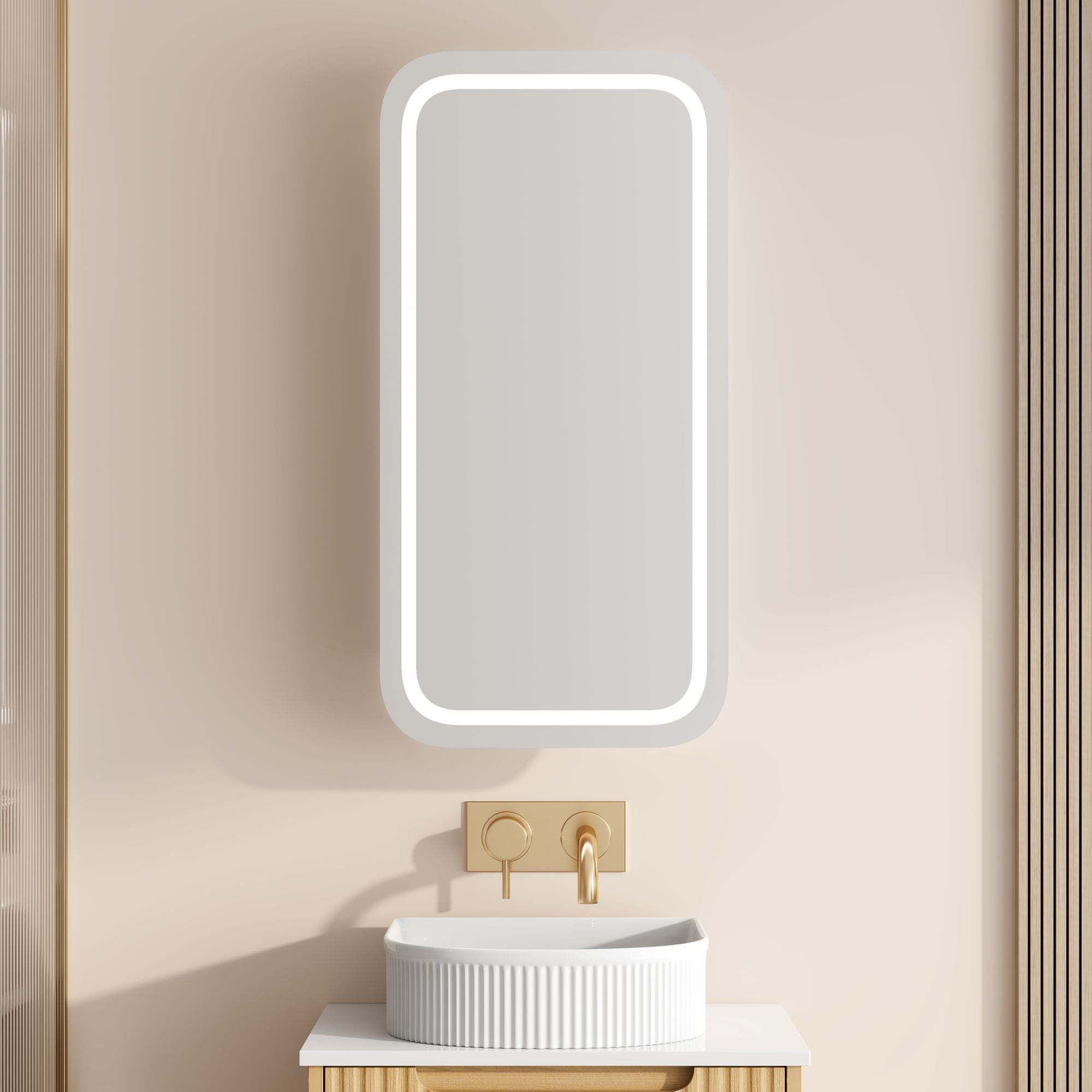 Athena LED Shaving Cabinets 4mm copper-free mirror 450 x 900mm - Matte White
