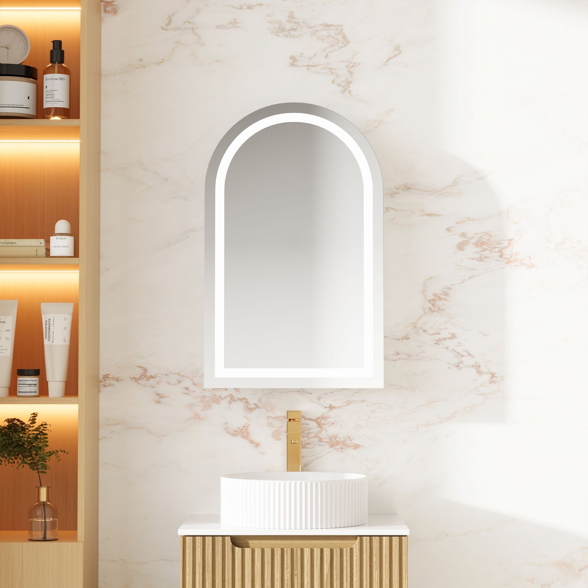 Athena LED Shaving Cabinets 4mm copper-free mirror 500 x 900mm - Matte White
