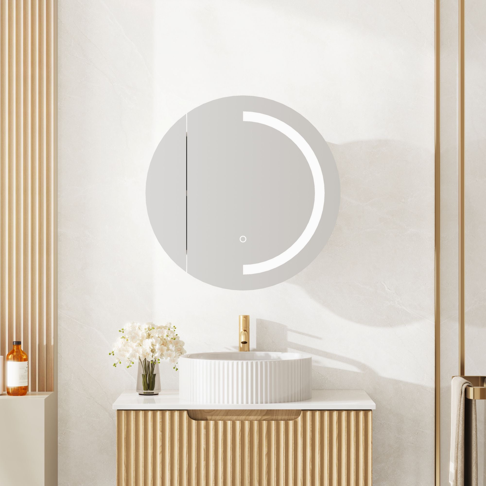 Athena LED Shaving Cabinets 4mm copper-free mirror 600mm - Matte White