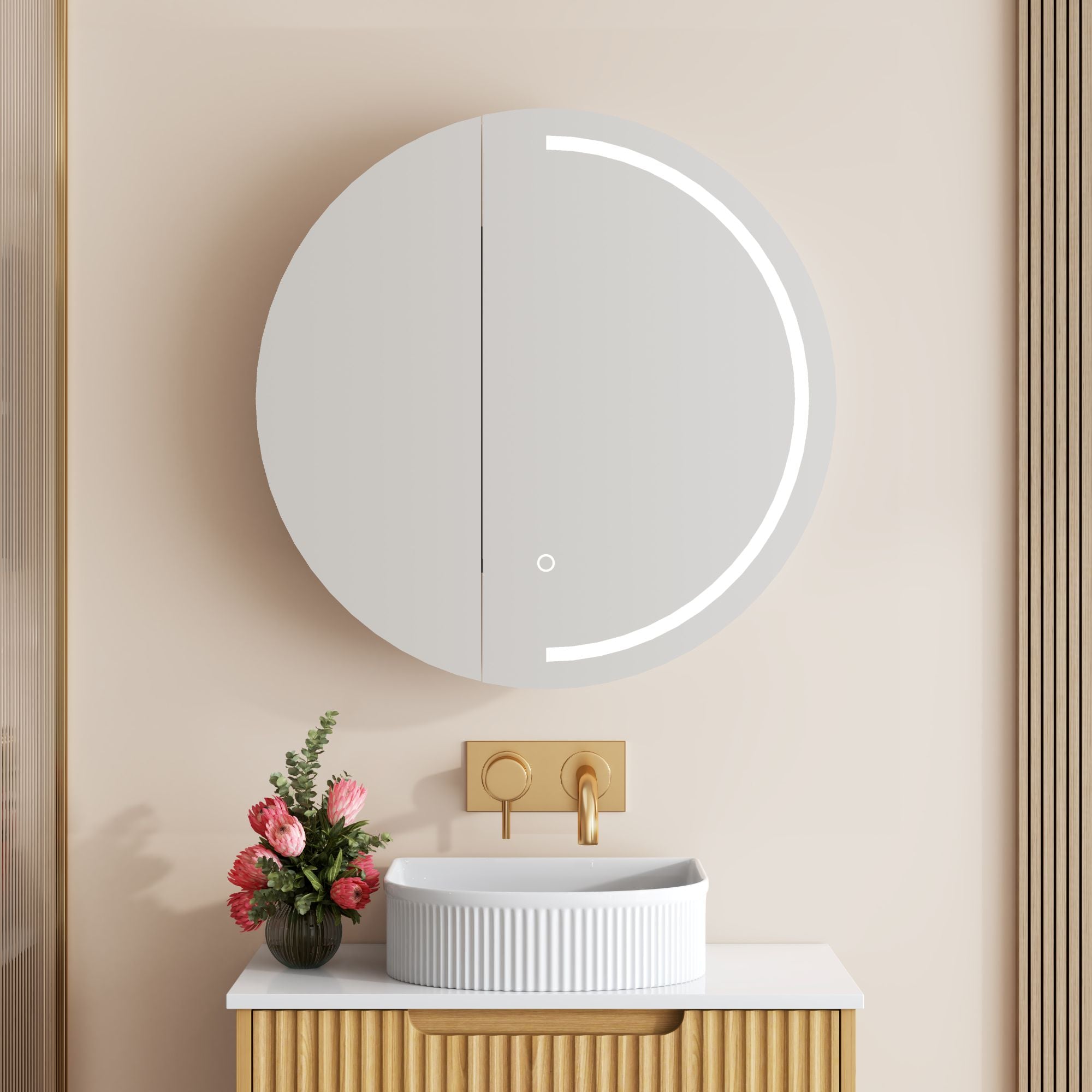Athena LED Shaving Cabinets 4mm copper-free mirror 750mm - Matte White