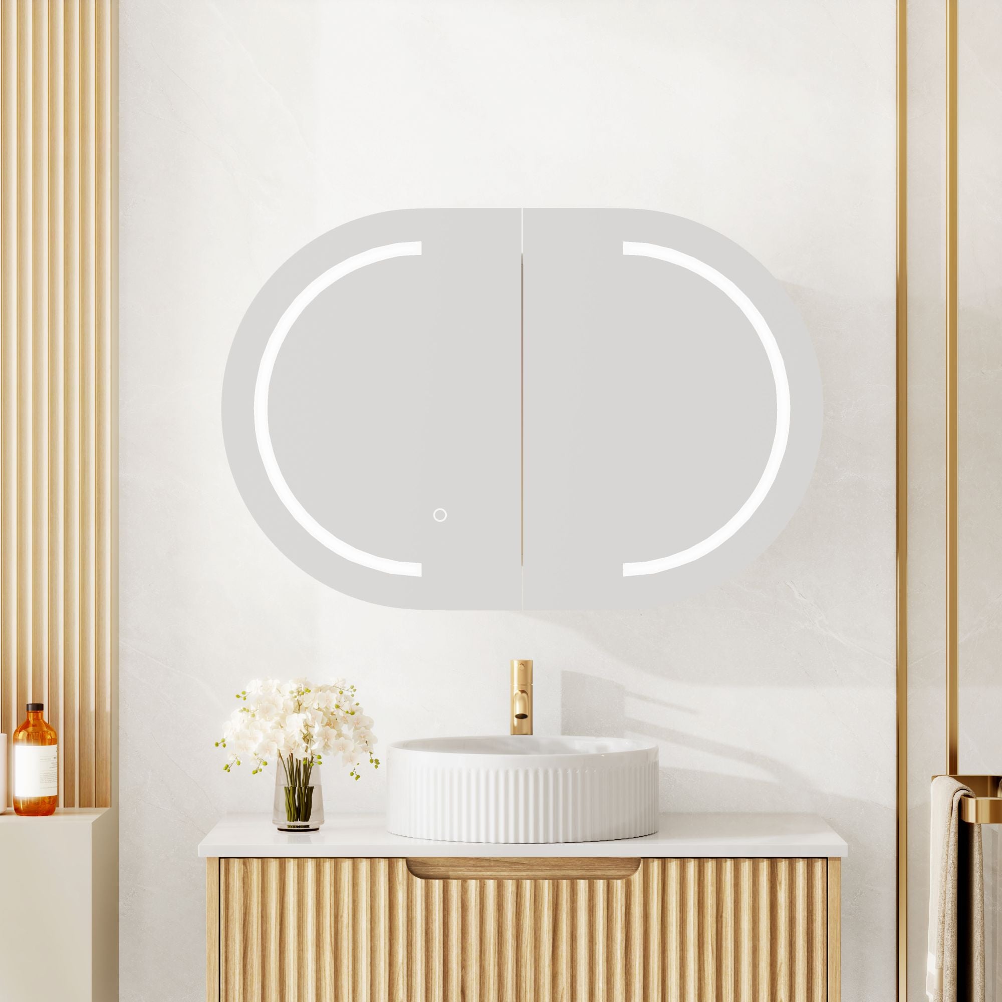 Athena LED Shaving Cabinets 4mm copper-free mirror 900 x 600mm - Matte White