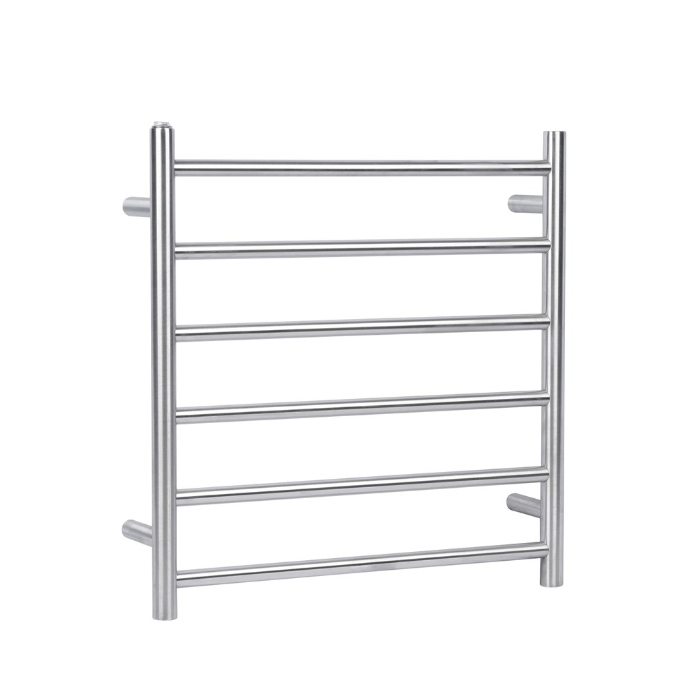 Round Brushed Nickel Electric Heated Towel Rack 6 Bars