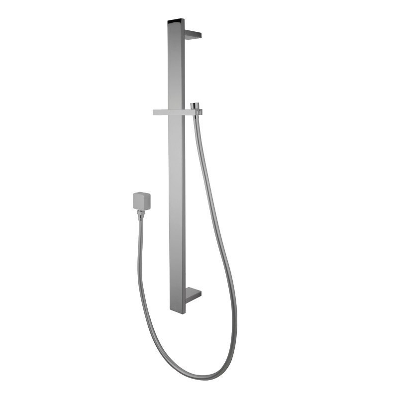 Square Brushed Nickel Sliding Shower Rail without Handheld Shower(PVC Hose)