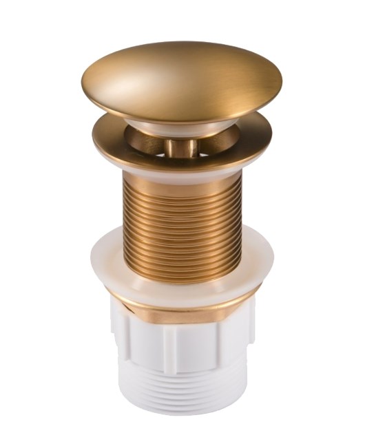 32/40mm Mushroom Brushed Brass Basin Pop Up Waste without Overflow(Brass)