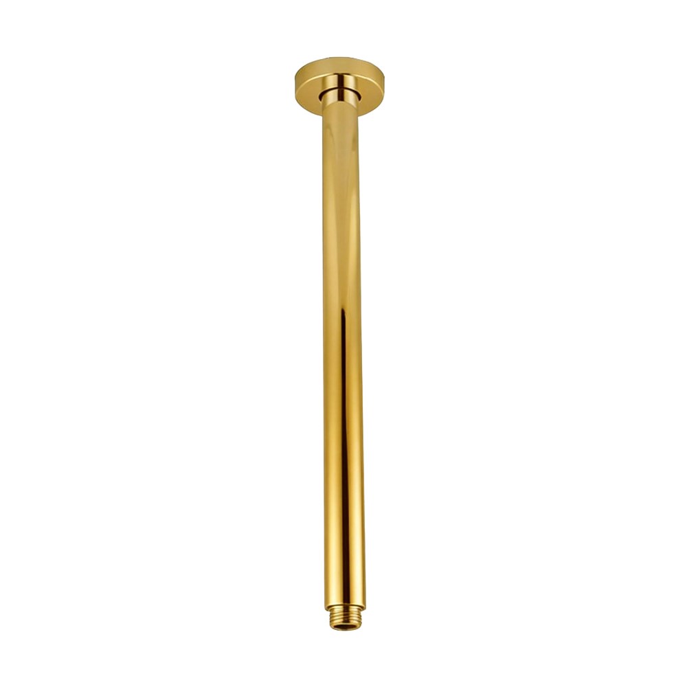 Round Brushed Brass Ceiling Shower Arm 400mm