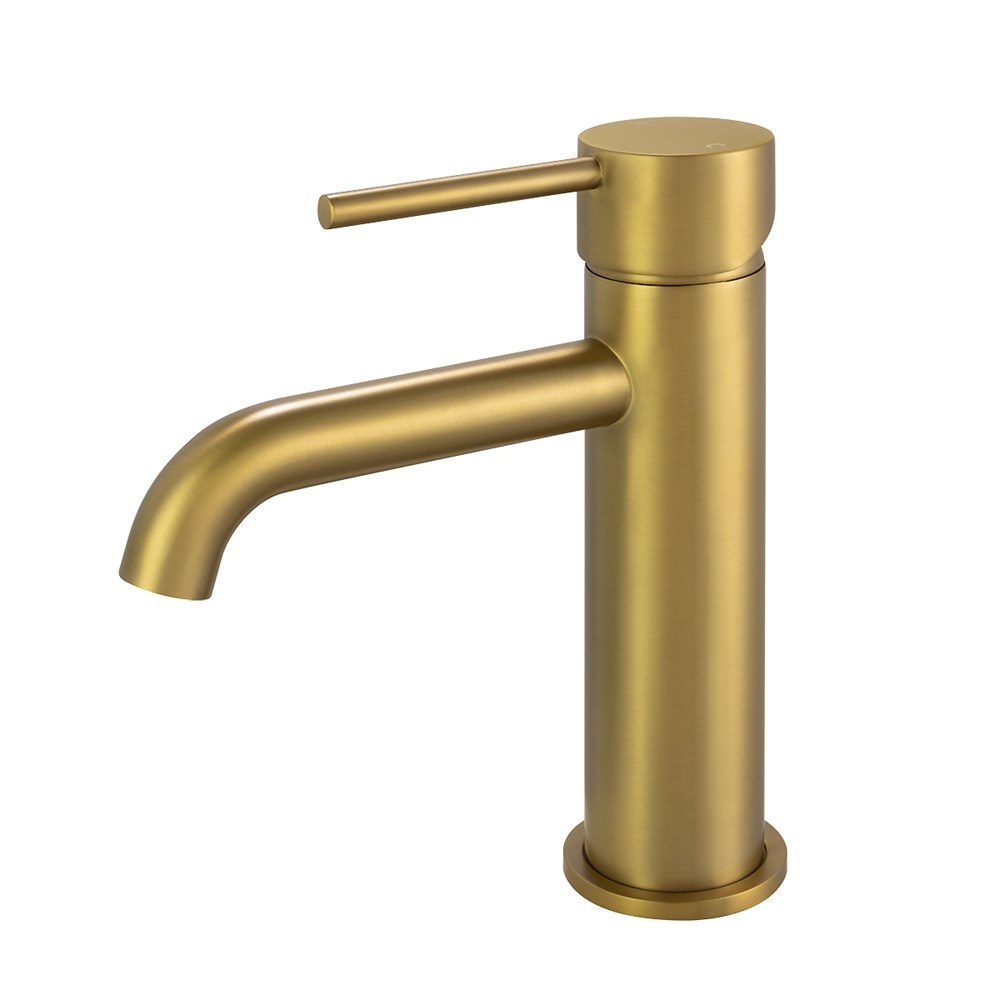 LUCID PIN Series Round Brushed Brass Basin Mixer