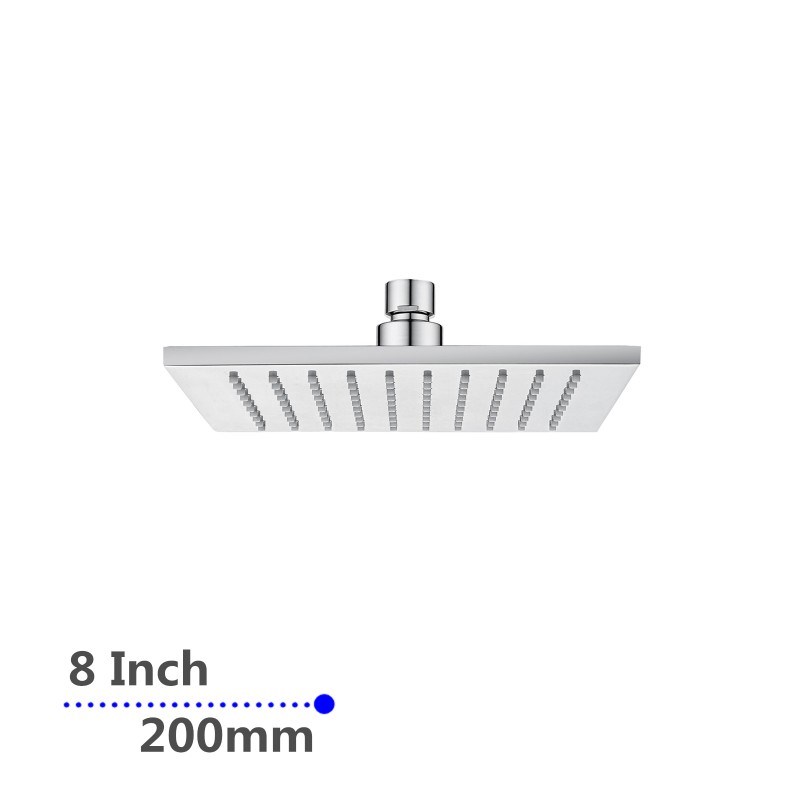 Square Chrome Brass Shower Head 200mm
