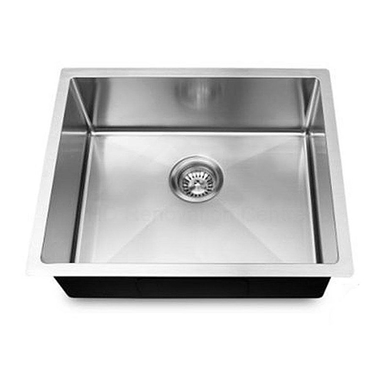 Round Corner Chrome Stainless Steel Handmade Single Bowl Kitchen Sink 440*440*230mm
