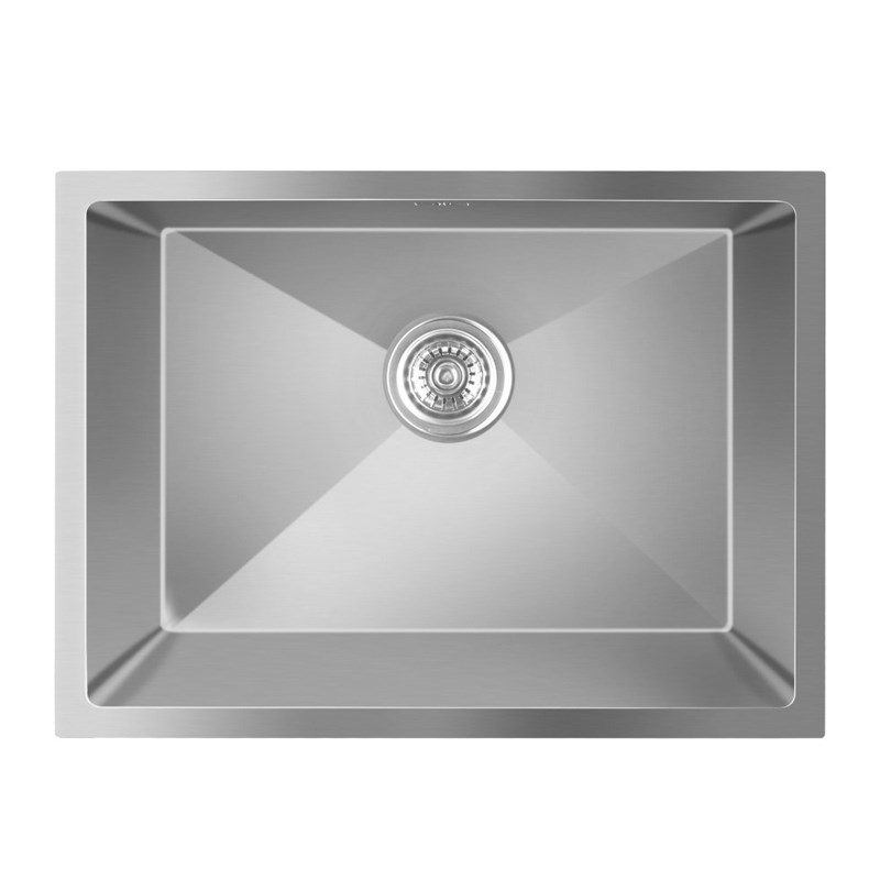 Round Corner Chrome Stainless Steel Handmade Single Bowl Kitchen Sink 580*440*230mm