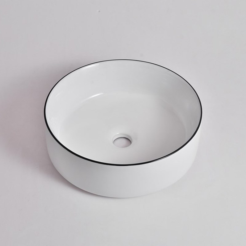 360*360*125mm Gloss White with Black Rim Above Counter Basin(32mm Nonoverflow)