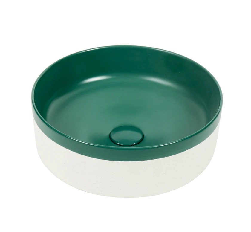 375*375*135mm Color Plus Textured Exterior Finish & Matte Green Interior Finish Above Counter Basin(32mm Nonoverflow)