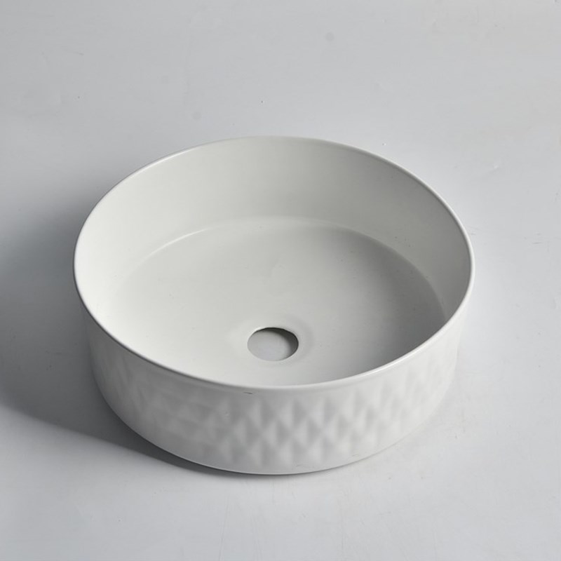 365*365*120mm Matte White with Diamond Design Above Counter Basin(32mm Nonoverflow)