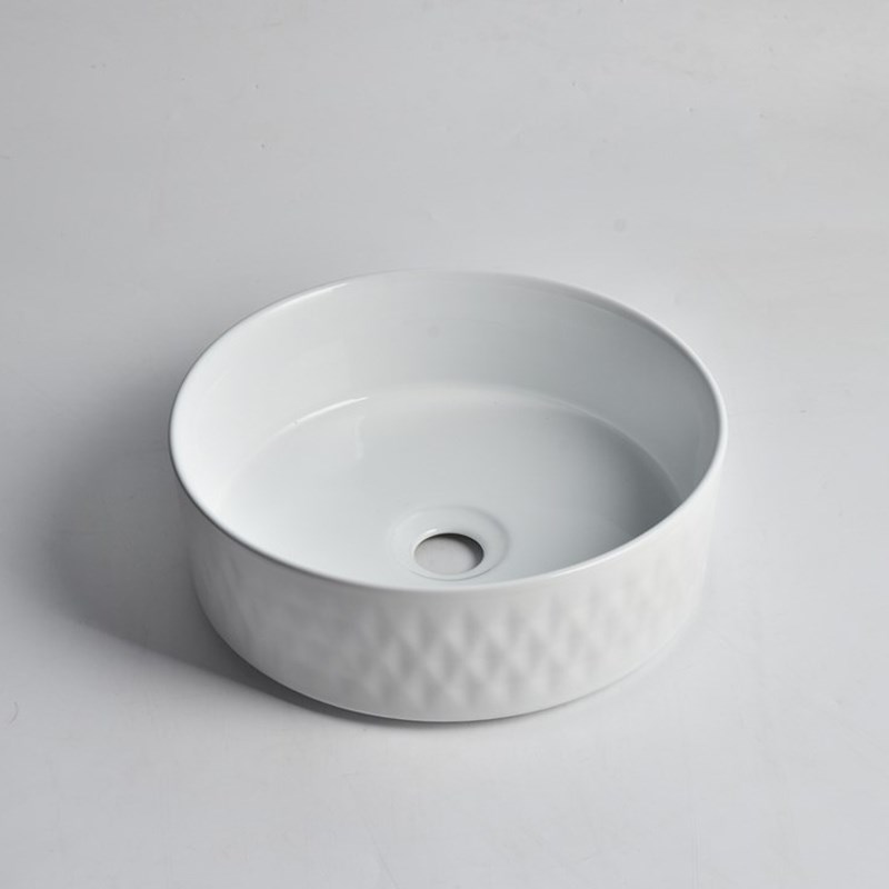 365*365*120mm Gloss White with Diamond Design Above Counter Basin(32mm Nonoverflow)