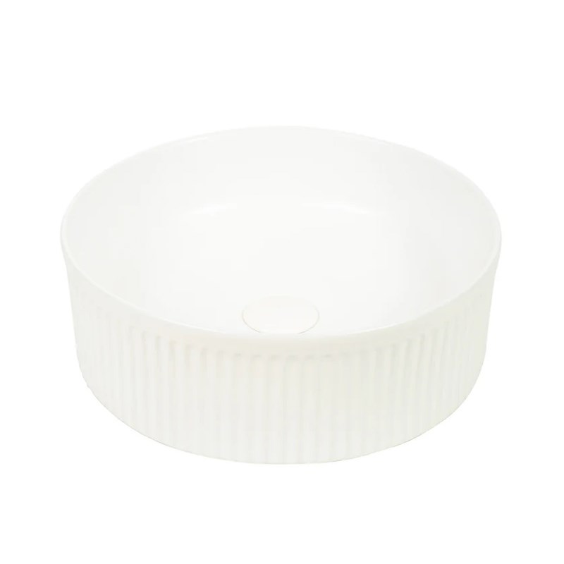 370*370*130mm Matte White with Fluted Design Above Counter Basin(32mm Nonoverflow)