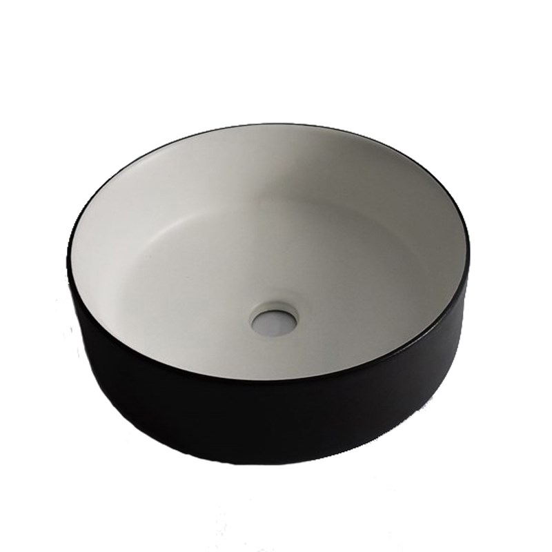 360*360*125mm Polar Black Textured Exterior Finish & Matte White Interior Finish Above Counter Basin(32mm Nonoverflow)