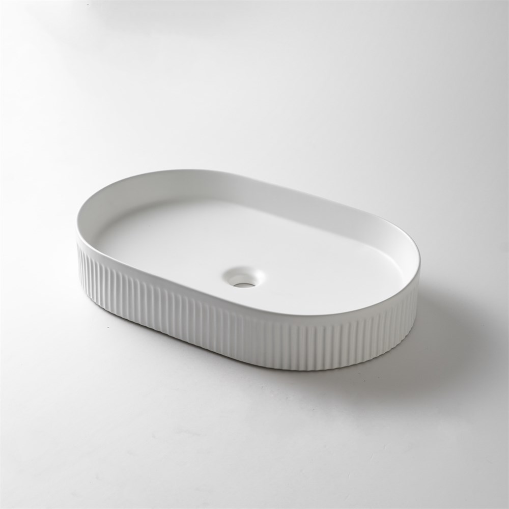 580*360*100mm Gloss White with Fluted Design Above Counter Basin(32mm Nonoverflow)