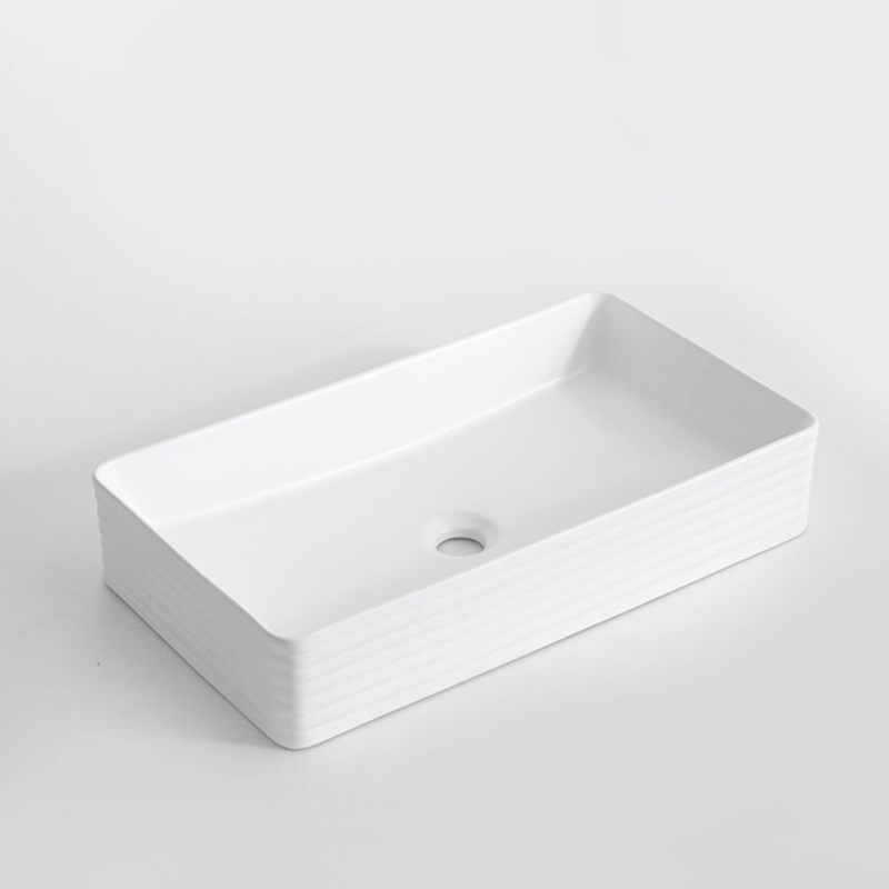 600*340*110mm Matte White with Fluted Design Above Counter Basin(32mm Nonoverflow)