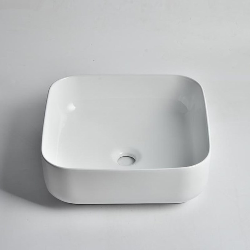 385*385*140mm Gloss White Above Counter Basin(32mm Nonoverflow)