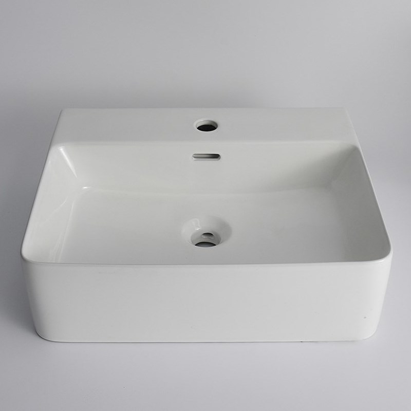 520*420*155mm Gloss White Wall Hung Basin(32mm Overflow+1 Tap Hole)