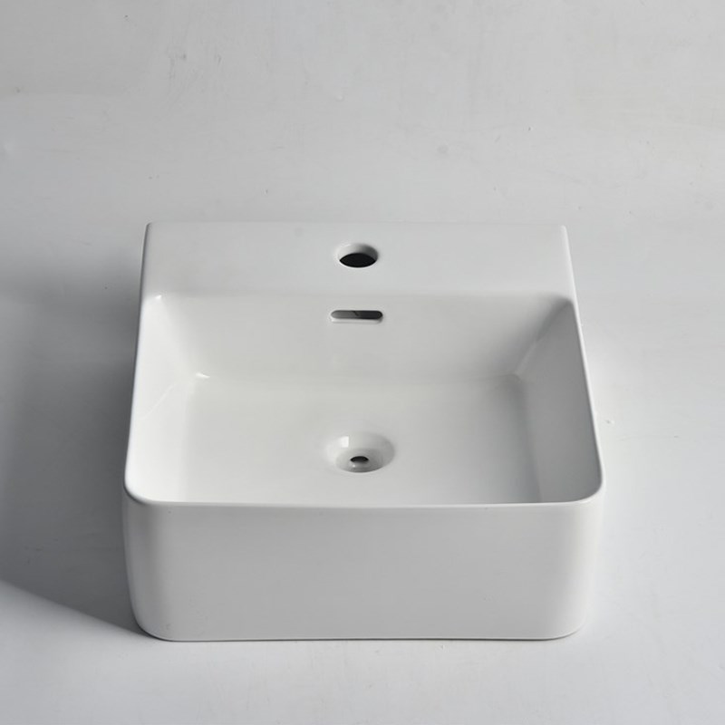 420*400*155mm Gloss White Wall Hung Basin(32mm Overflow+1 Tap Hole)