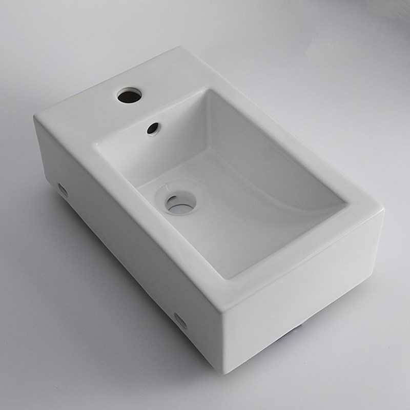 460*280*170mm Gloss White Wall Hung Basin(32mm Overflow+1 Right Hand Tap Hole)