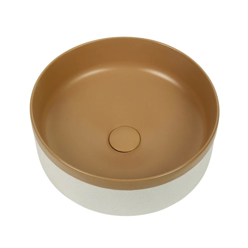 375*375*135mm Color Plus Textured Exterior Finish & Matte Light Brown Interior Finish Above Counter Basin(32mm Nonoverflow)