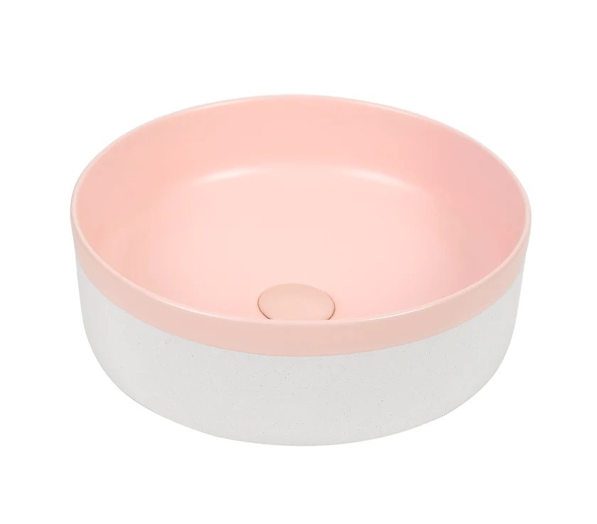 375*375*135mm Color Plus Textured Exterior Finish & Matte Pink Interior Finish Above Counter Basin(32mm Nonoverflow)