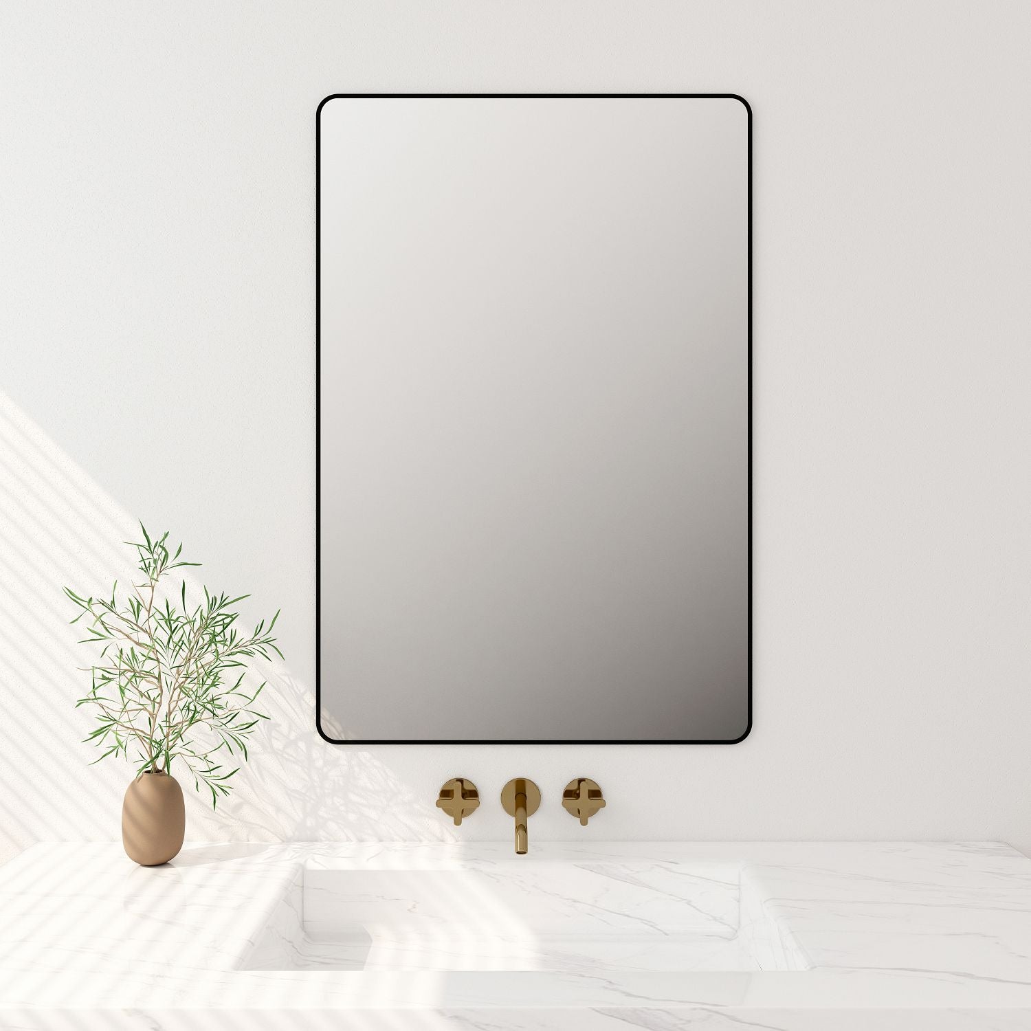 Framed LED Bathroom Mirror 750 × 7560mm - Matt Black