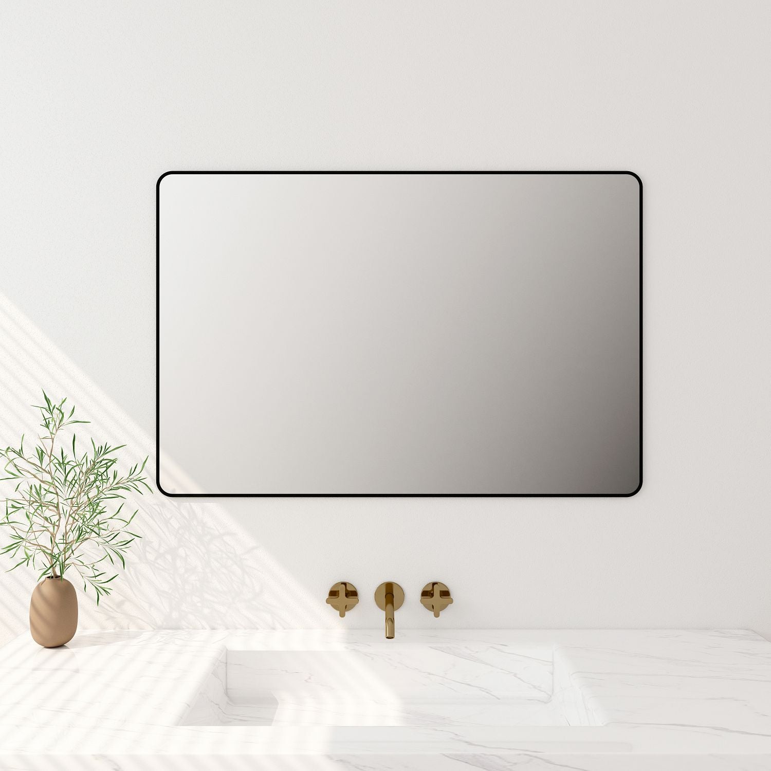 Framed & Pencil-edge Mirrors Wall Mounted Rectangular Framed Mirror - Matt Black Frame
