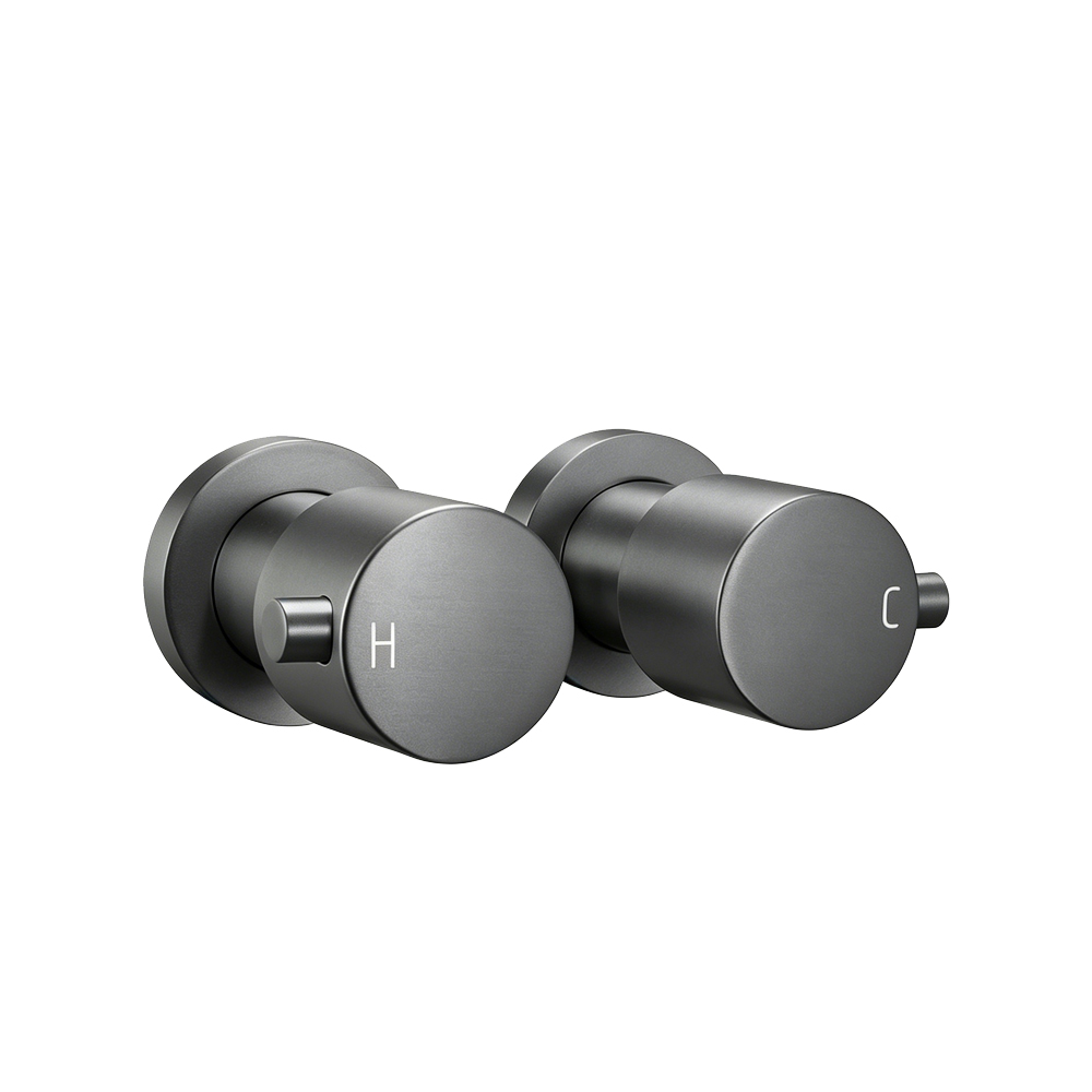 Round Gun Metal Grey Shower Wall Taps