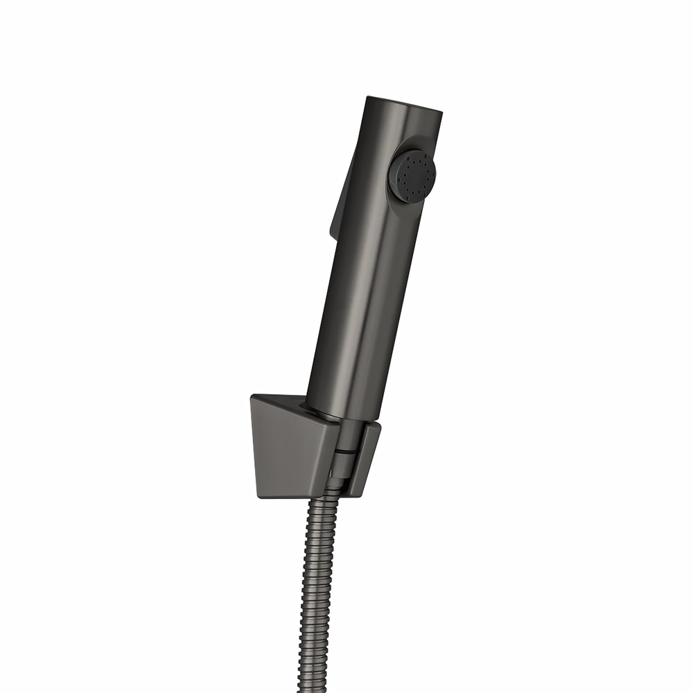 Round Gun Metal Grey ABS Toilet Bidet Spray Kit with Stainless Steel Hose