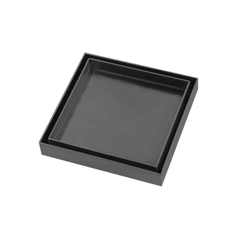 120*120mm Gun Metal Grey Stainless Steel Tile Insert Floor Drain(80mm Outlet)