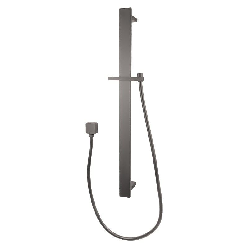 Square Gun Metal Grey Sliding Shower Rail without Handheld Shower(PVC Hose)