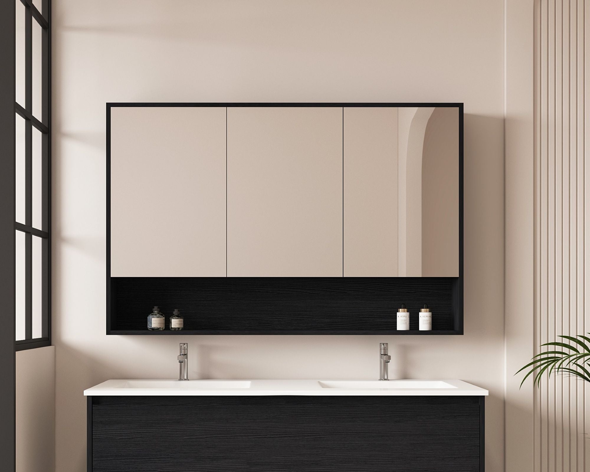 HERA Shaving Cabinets Shaving Cabinet Mirror 1200mm - Black Oak