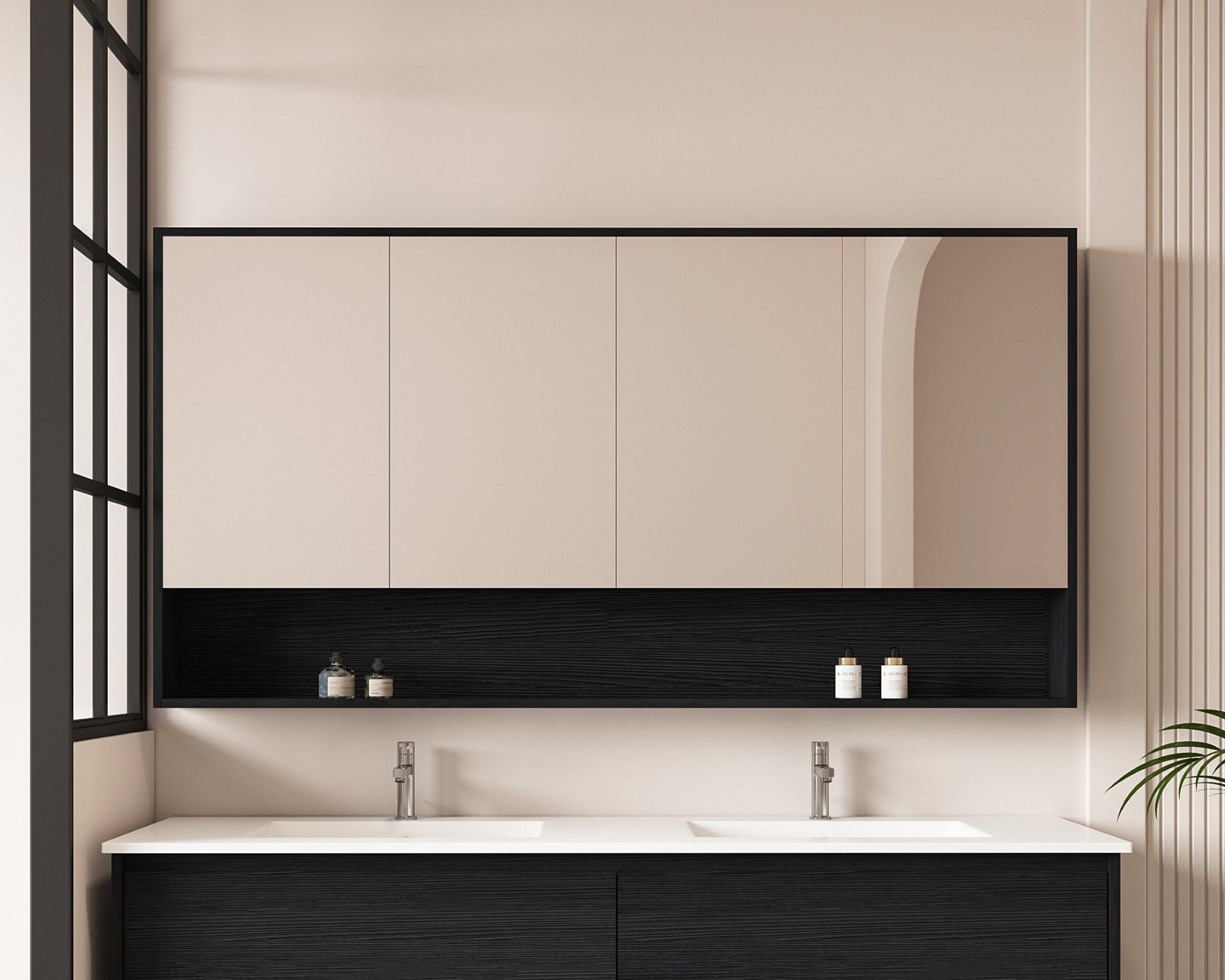 HERA Shaving Cabinets Shaving Cabinet Mirror 1500mm - Black Oak