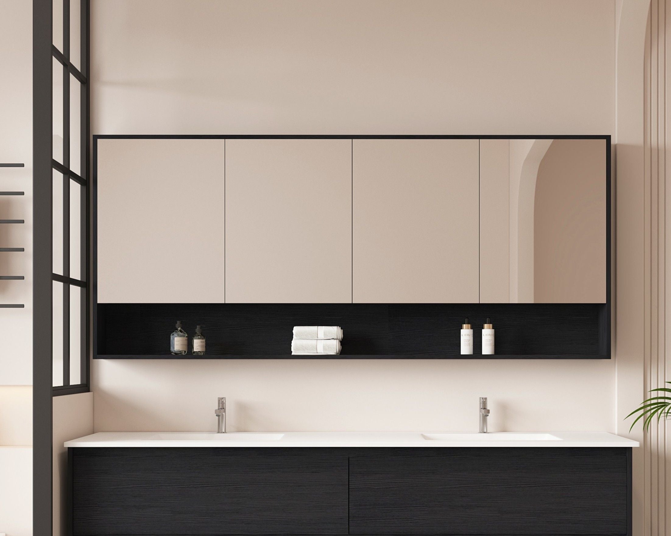 HERA Shaving Cabinets Shaving Cabinet Mirror 1800mm - Black Oak