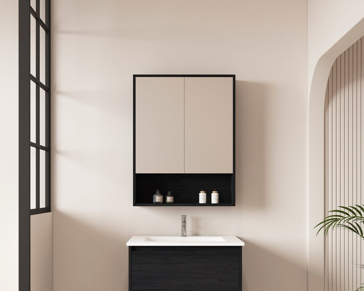 HERA Shaving Cabinets Shaving Cabinet Mirror 600mm - Black Oak