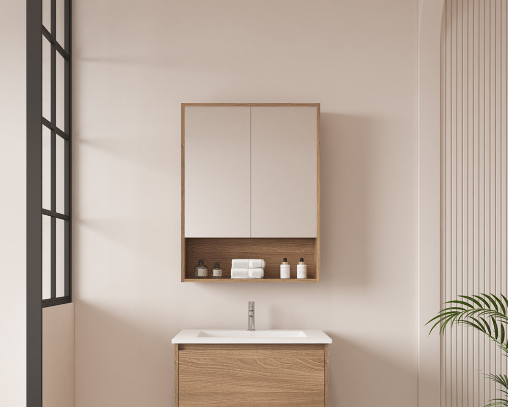 HERA Shaving Cabinets Shaving Cabinet Mirror 600mm - Elegant Oak