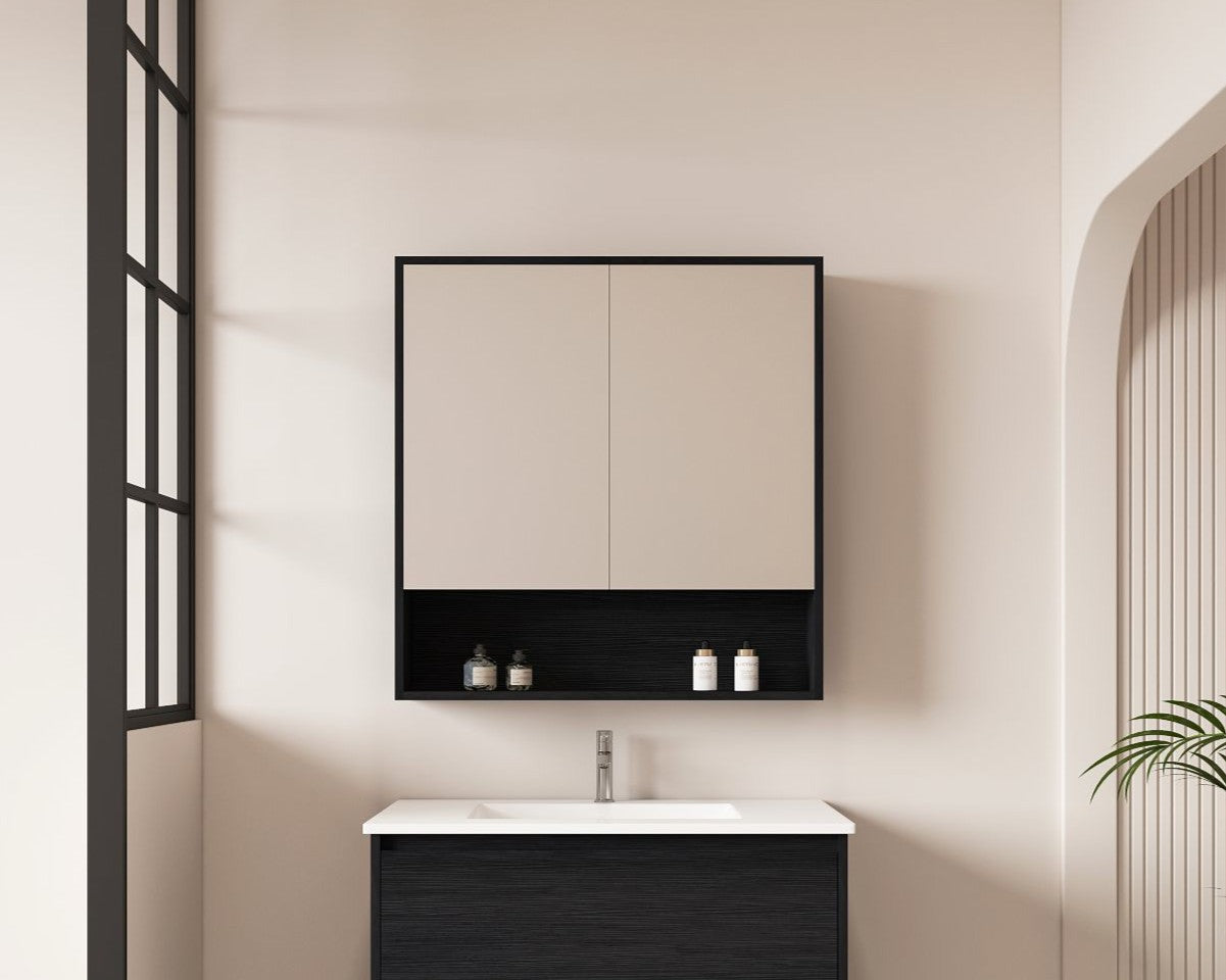 HERA Shaving Cabinets Shaving Cabinet Mirror 750mm - Black Oak