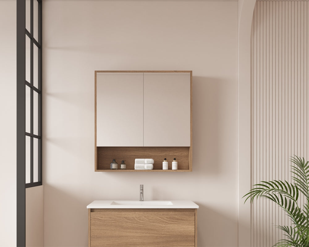 HERA Shaving Cabinets Shaving Cabinet Mirror 750mm - Elegant Oak