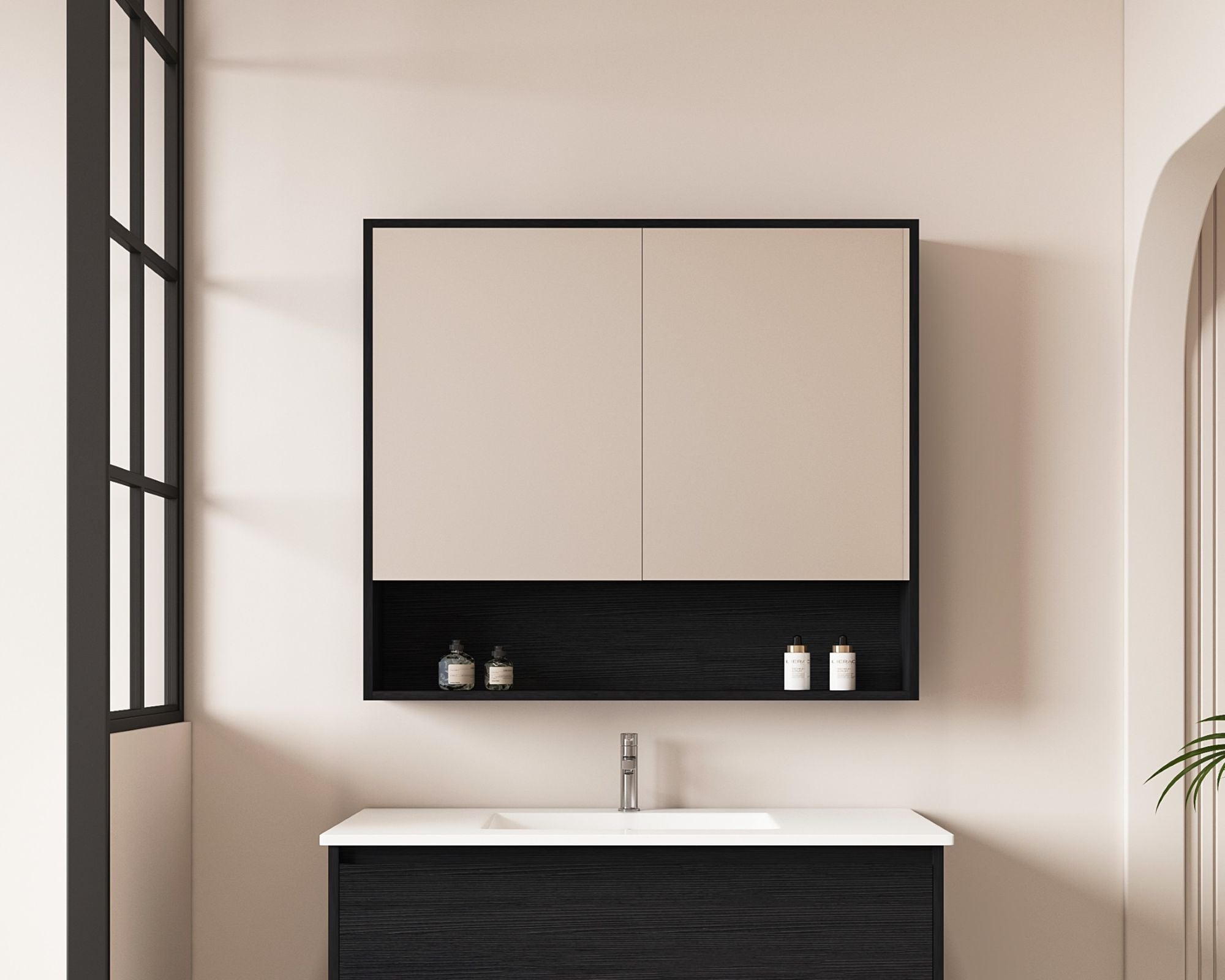 HERA Shaving Cabinets Shaving Cabinet Mirror 900mm - Black Oak