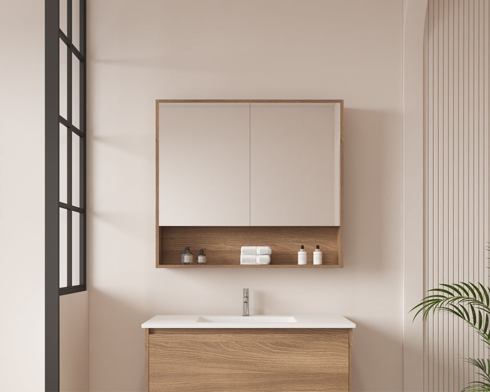 HERA Shaving Cabinets Shaving Cabinet Mirror 900mm - Elegant Oak