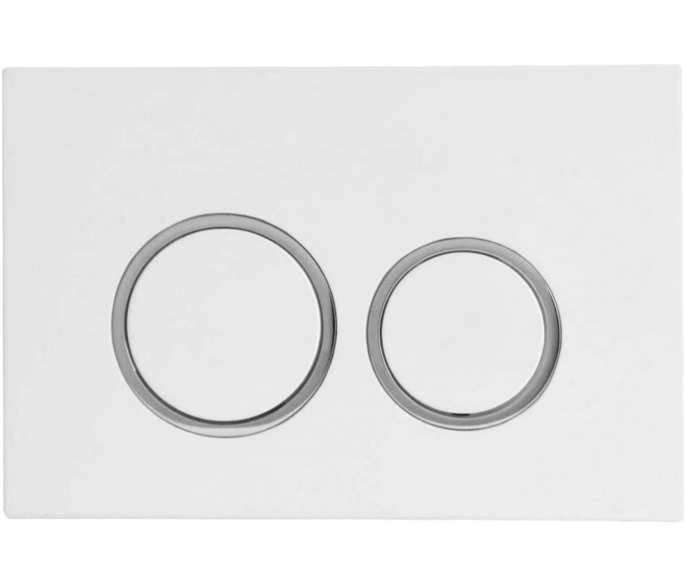 R&T Access Plate - Round Button - White Plate Chrome Trim